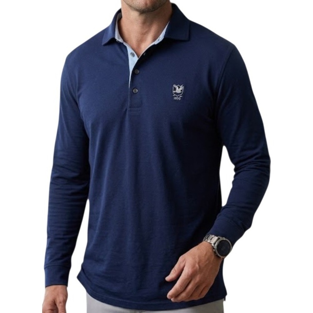 Greyson Golf Mens Polo Shirt Long Sleeve Size XXL Navy Blue Cotton Stretch